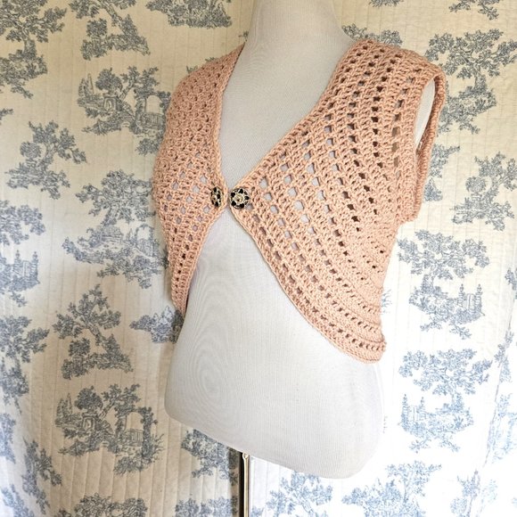 Size L NEW Hand Crocheted Retro Curved Vest - Picture 4 of 10